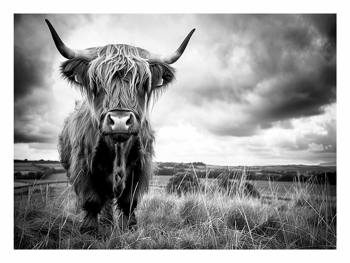 Stormy The Highland Cow Canvas Painting
